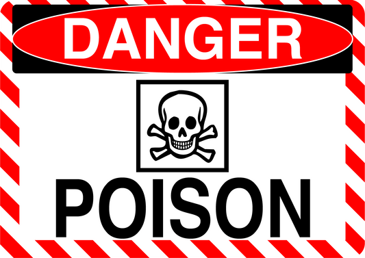 Danger "Poison" Durable Matte Laminated Vinyl Floor Sign- Various Sizes Available