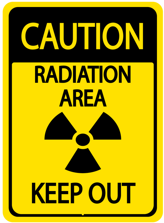 Caution "Radiation Area, Keep Out" Durable Matte Laminated Vinyl Floor Sign- Various Sizes Available