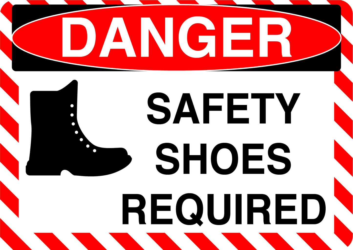 Danger "Safety Shoes Required" Durable Matte Laminated Vinyl Floor Sign- Various Sizes Available