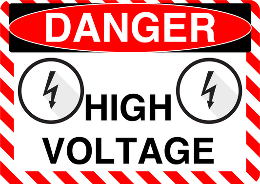 Danger "High Voltage" Durable Matte Laminated Vinyl Floor Sign- Various Sizes Available