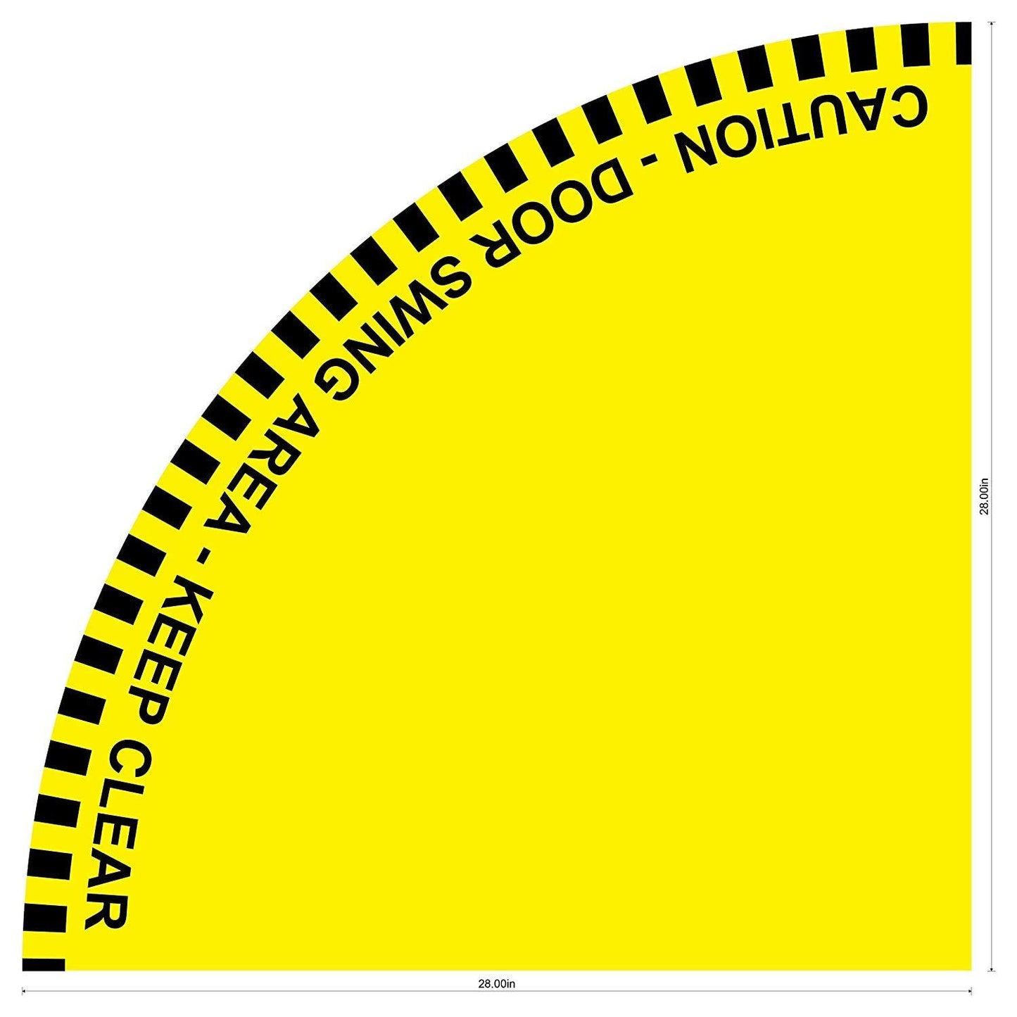 "Caution Door Swing Area, Keep Clear" 1/2 Open Door Swing- Durable Matte Laminated Vinyl Floor Sign- Various Sizes Available
