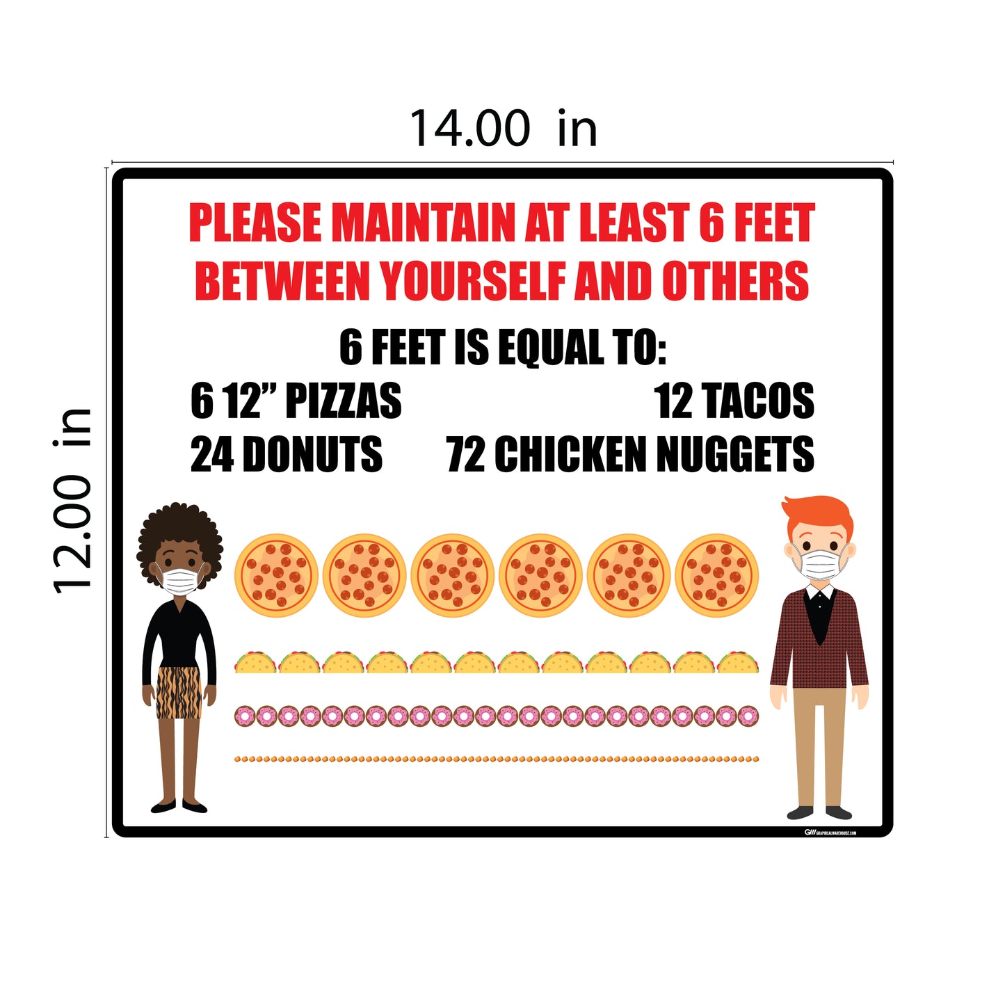 "Stay Six Foods Apart" Adhesive Durable Vinyl Decal- Various Sizes/Styles Available