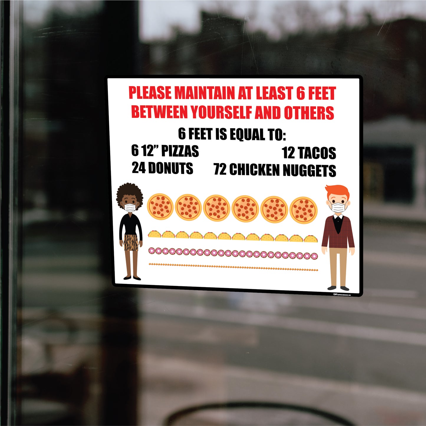 "Stay Six Foods Apart" Adhesive Durable Vinyl Decal- Various Sizes/Styles Available