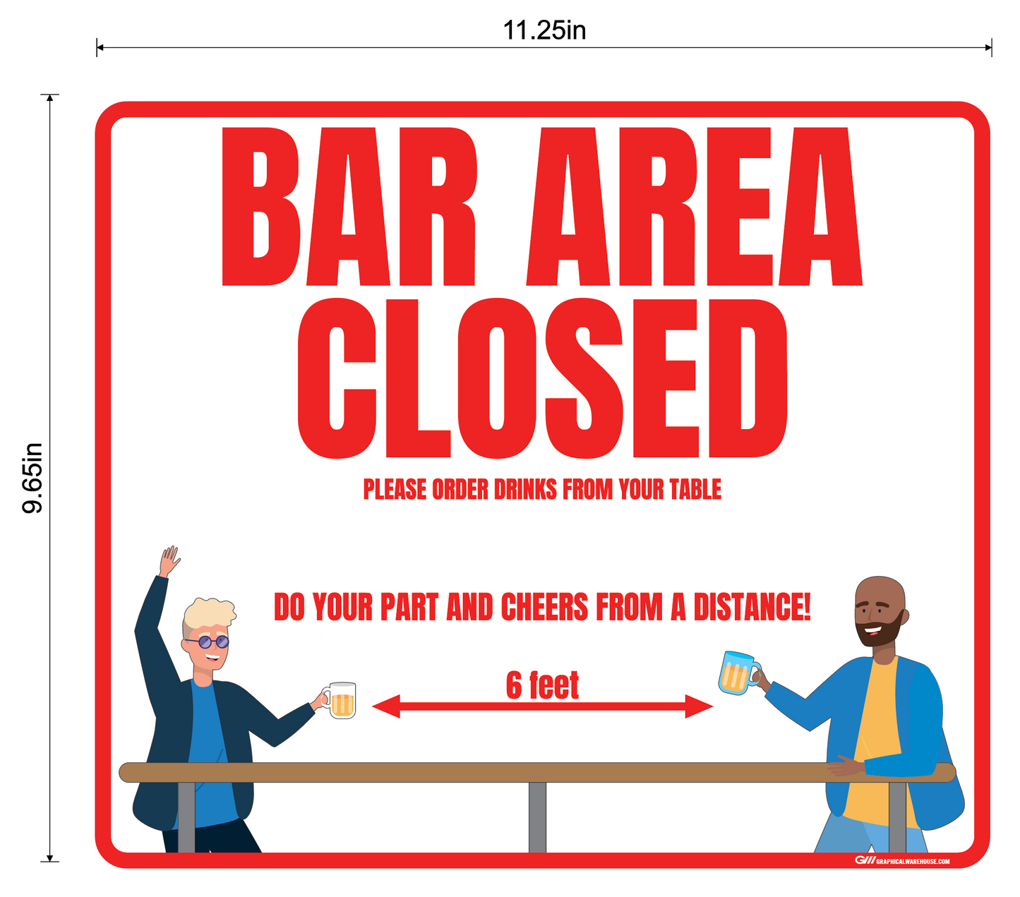 "Bar Area Closed, Version 1" Adhesive Durable Vinyl Decal- Various Sizes/Colors Available