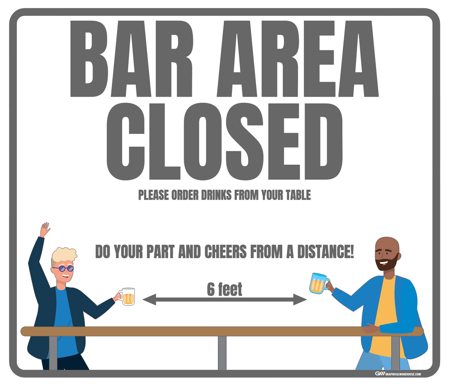 "Bar Area Closed, Version 1" Adhesive Durable Vinyl Decal- Various Sizes/Colors Available