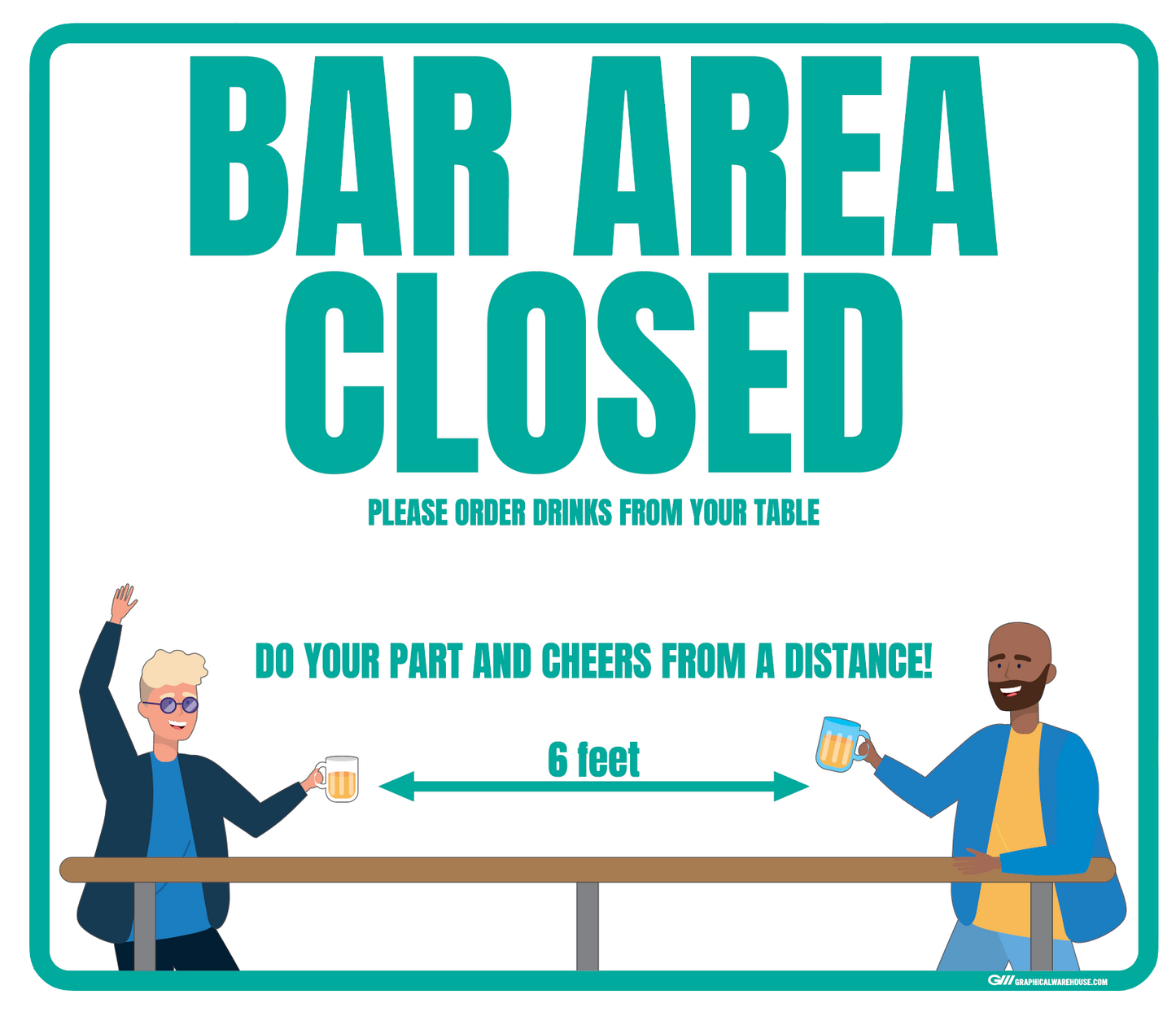 "Bar Area Closed, Version 1" Adhesive Durable Vinyl Decal- Various Sizes/Colors Available
