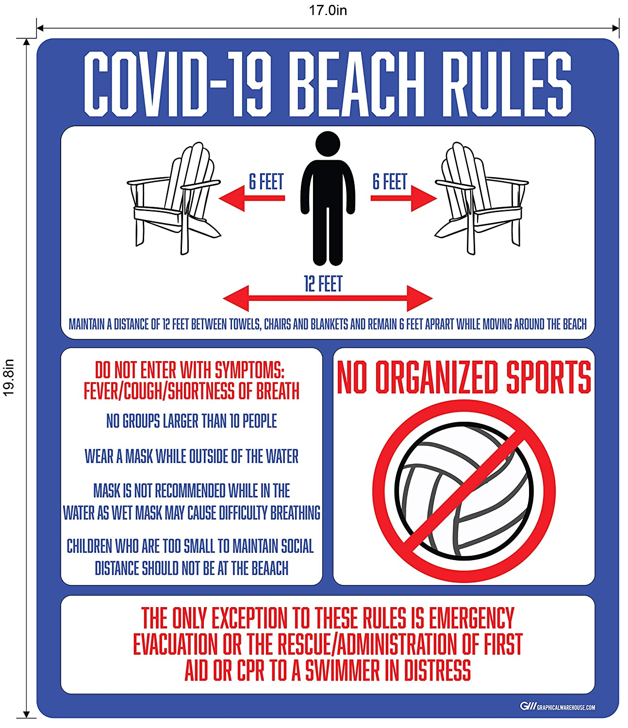 "COVID-19 Beach Rules" Adhesive Durable Vinyl Decal- Various Sizes Available