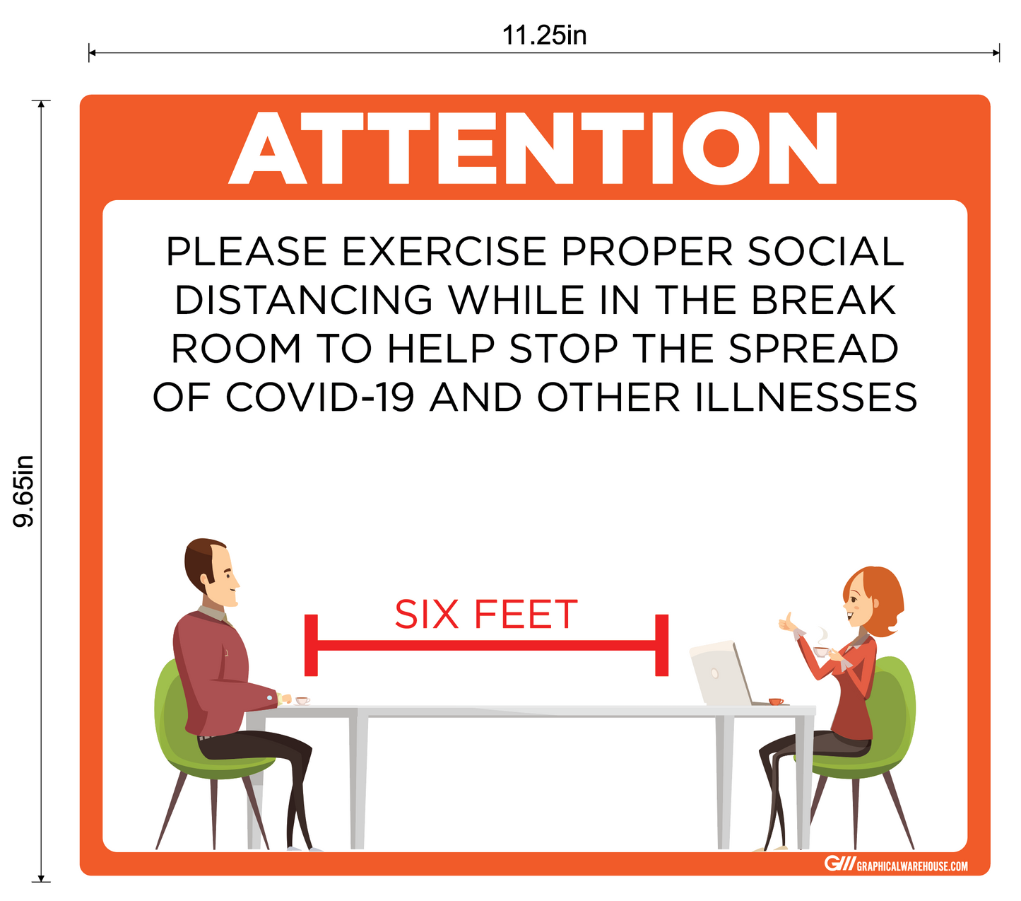 "Break Room Social Distancing" Adhesive Durable Vinyl Decal- Various Sizes/Colors Available