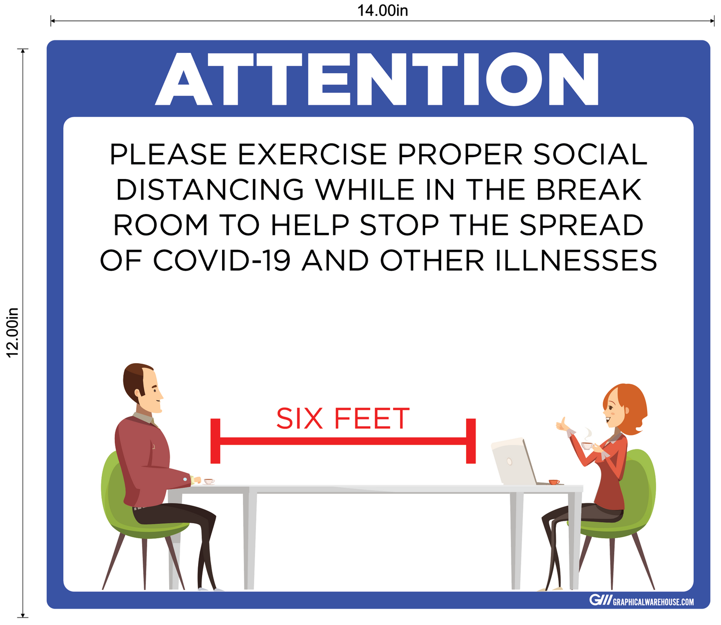 "Break Room Social Distancing" Adhesive Durable Vinyl Decal- Various Sizes/Colors Available