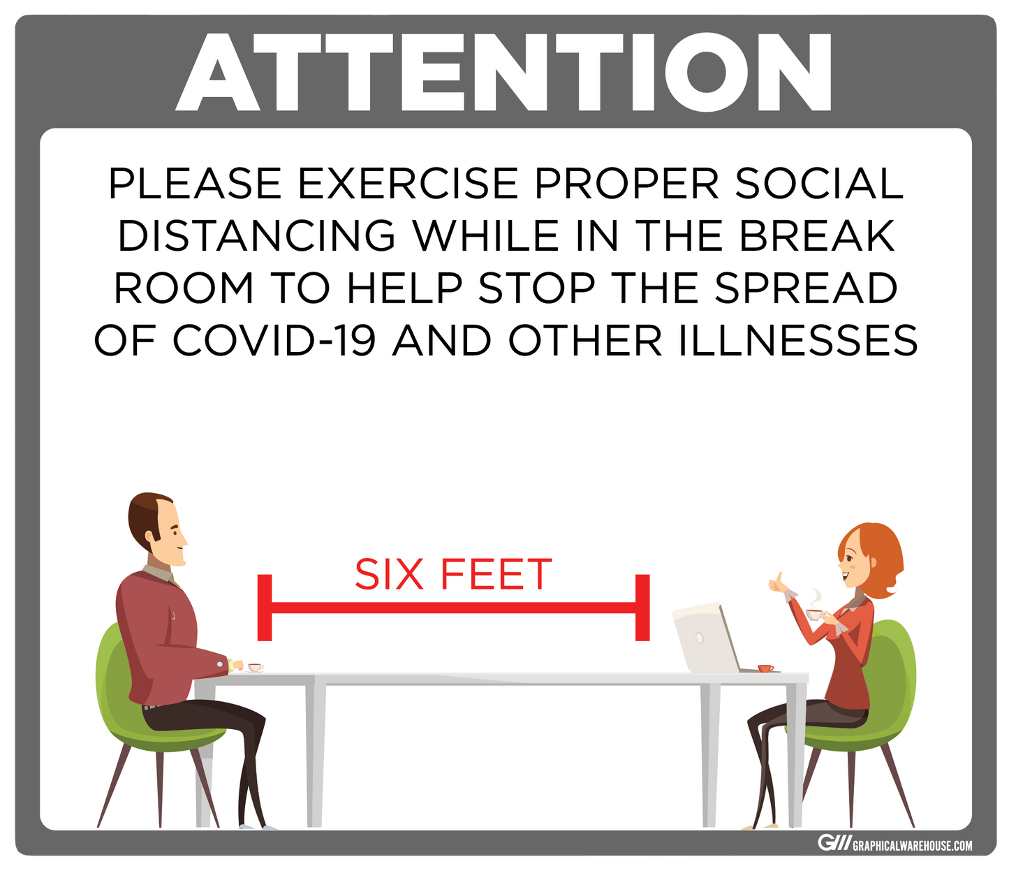 "Break Room Social Distancing" Adhesive Durable Vinyl Decal- Various Sizes/Colors Available