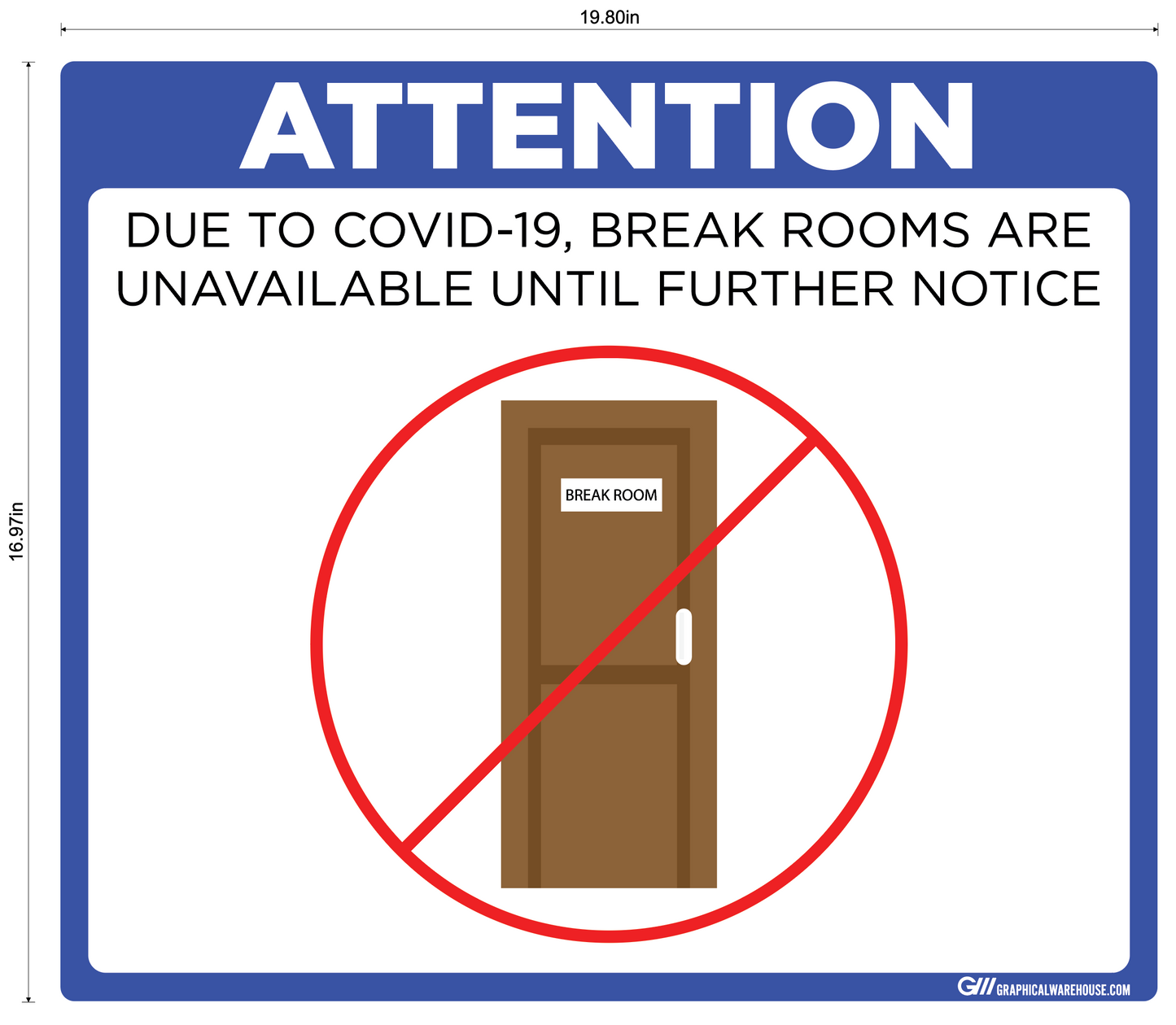 "Break Room Unavailable" Adhesive Durable Vinyl Decal- Various Sizes/Colors Available