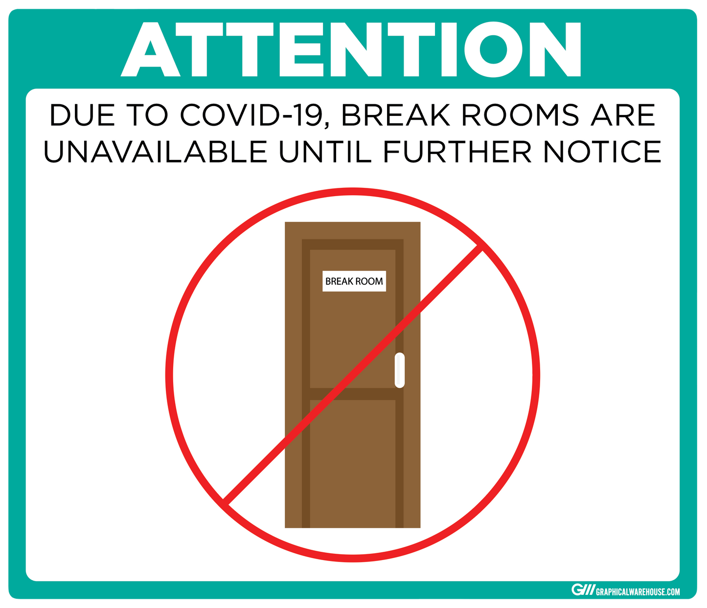 "Break Room Unavailable" Adhesive Durable Vinyl Decal- Various Sizes/Colors Available