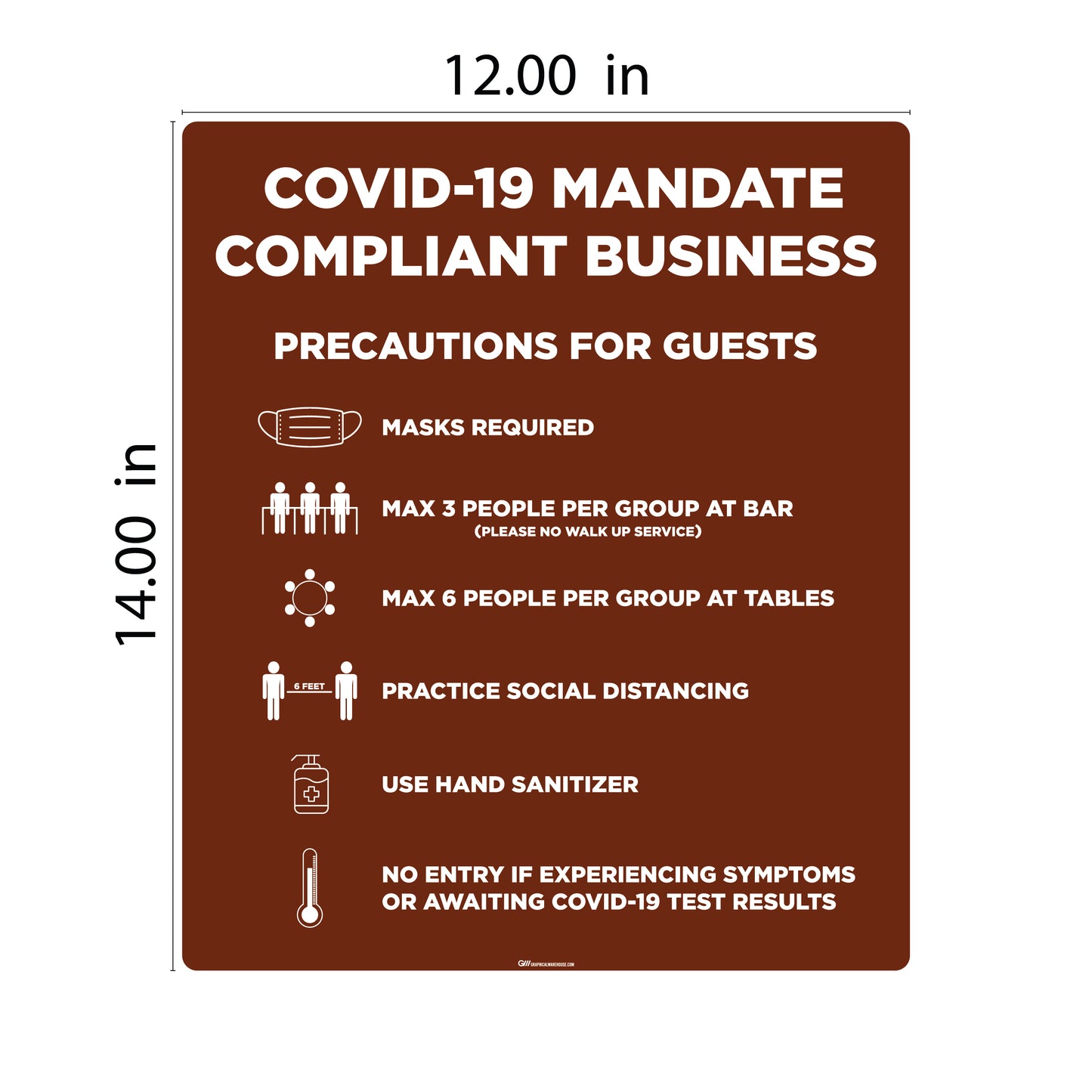 "Covid-19 Mandate Compliant Business" Adhesive Durable Vinyl Decal- Various Sizes/Colors Available