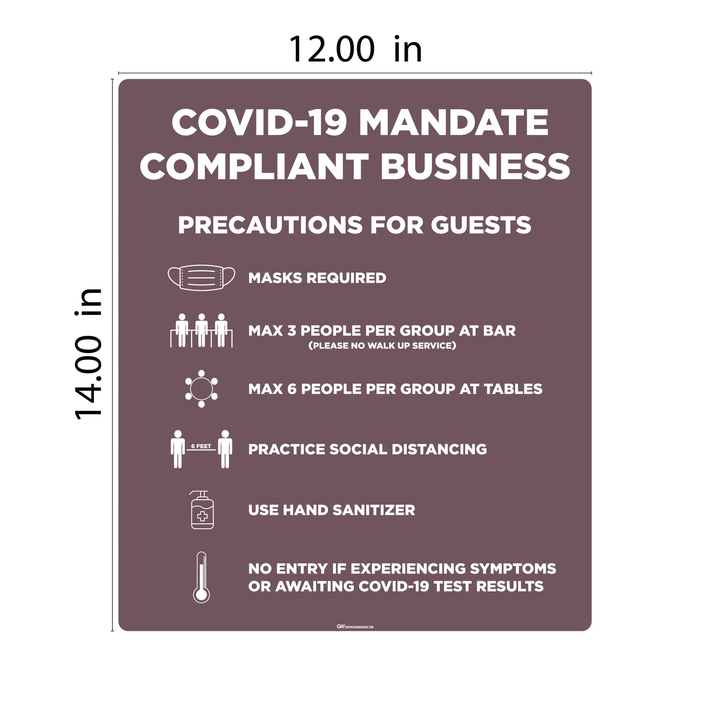 "Covid-19 Mandate Compliant Business" Adhesive Durable Vinyl Decal- Various Sizes/Colors Available