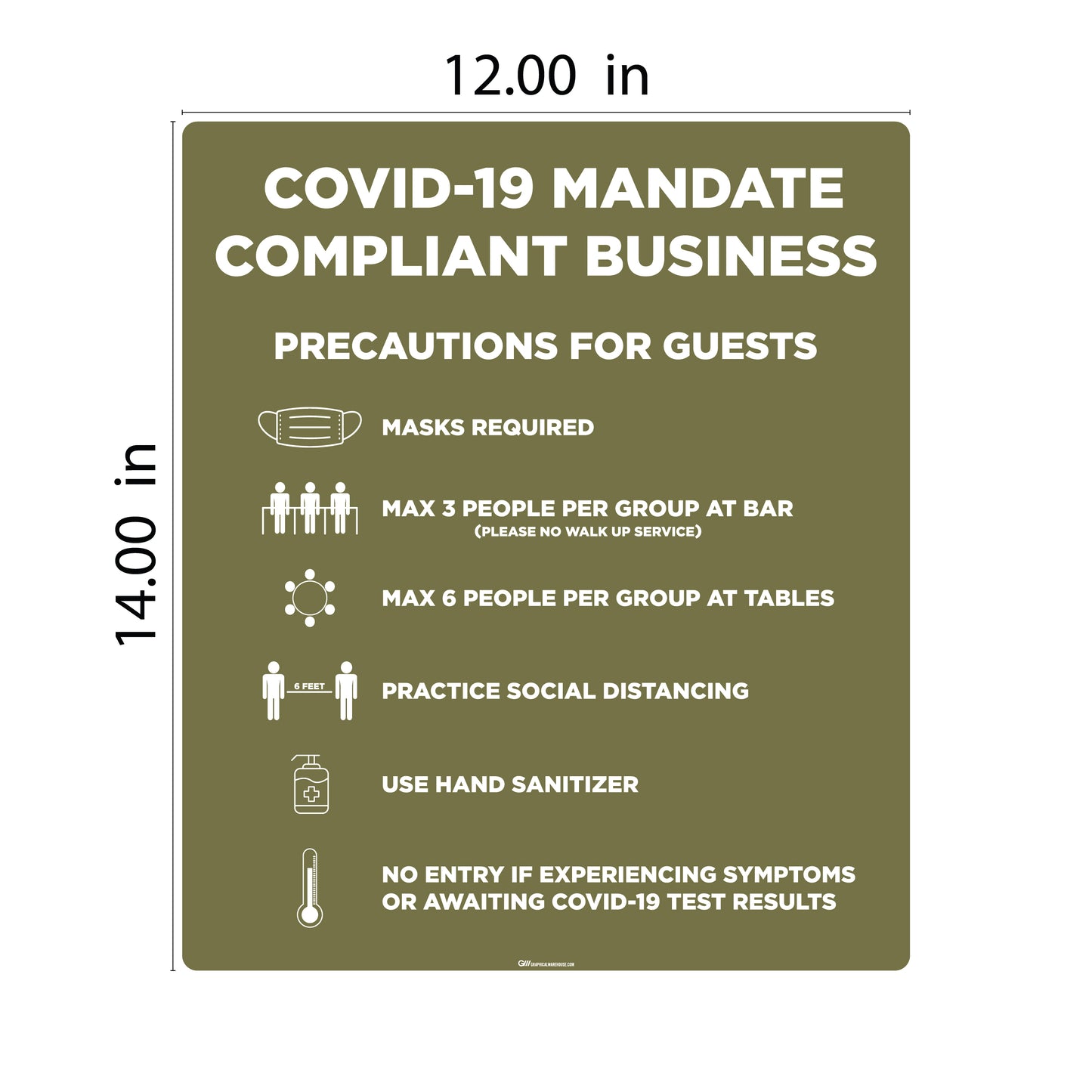 "Covid-19 Mandate Compliant Business" Adhesive Durable Vinyl Decal- Various Sizes/Colors Available