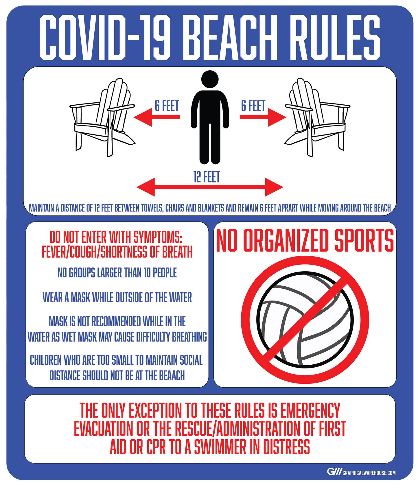"COVID-19 Beach Rules" Adhesive Durable Vinyl Decal- Various Sizes Available