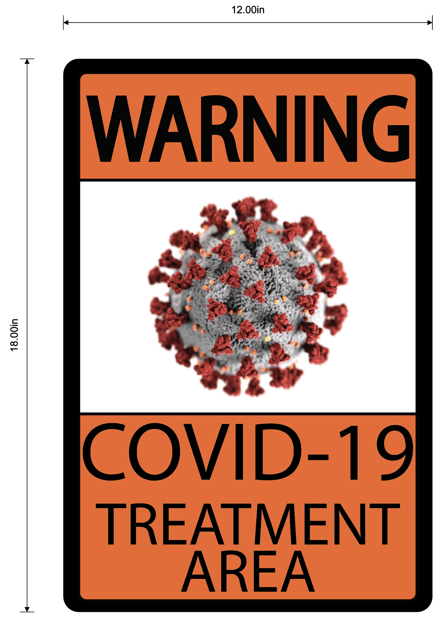 "Warning, COVID-19 Treatment Area" Durable Matte Laminated Vinyl Floor Sign- Various Colors/Designs Available 12x18"