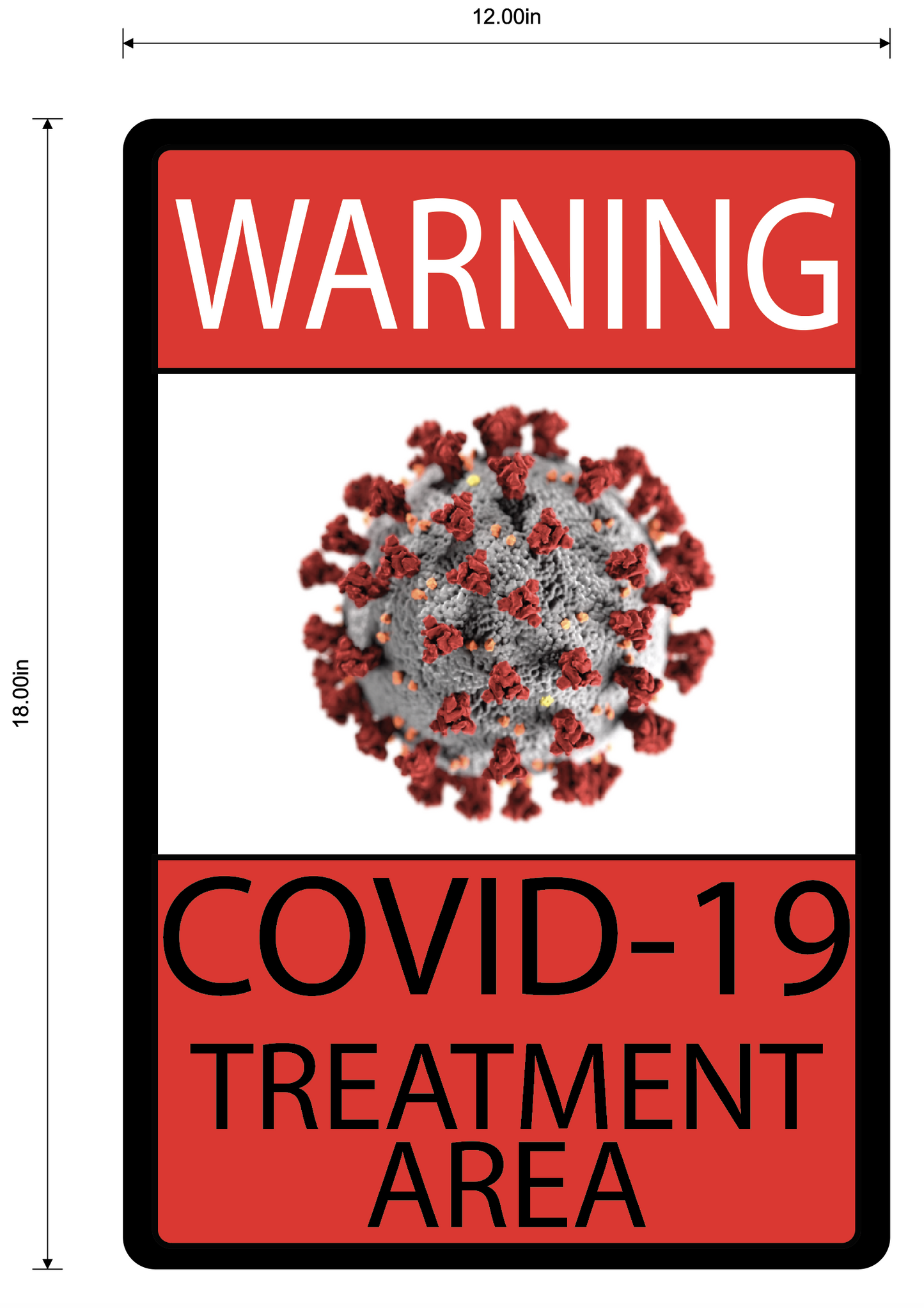 "Warning, COVID-19 Treatment Area" Durable Matte Laminated Vinyl Floor Sign- Various Colors/Designs Available 12x18"