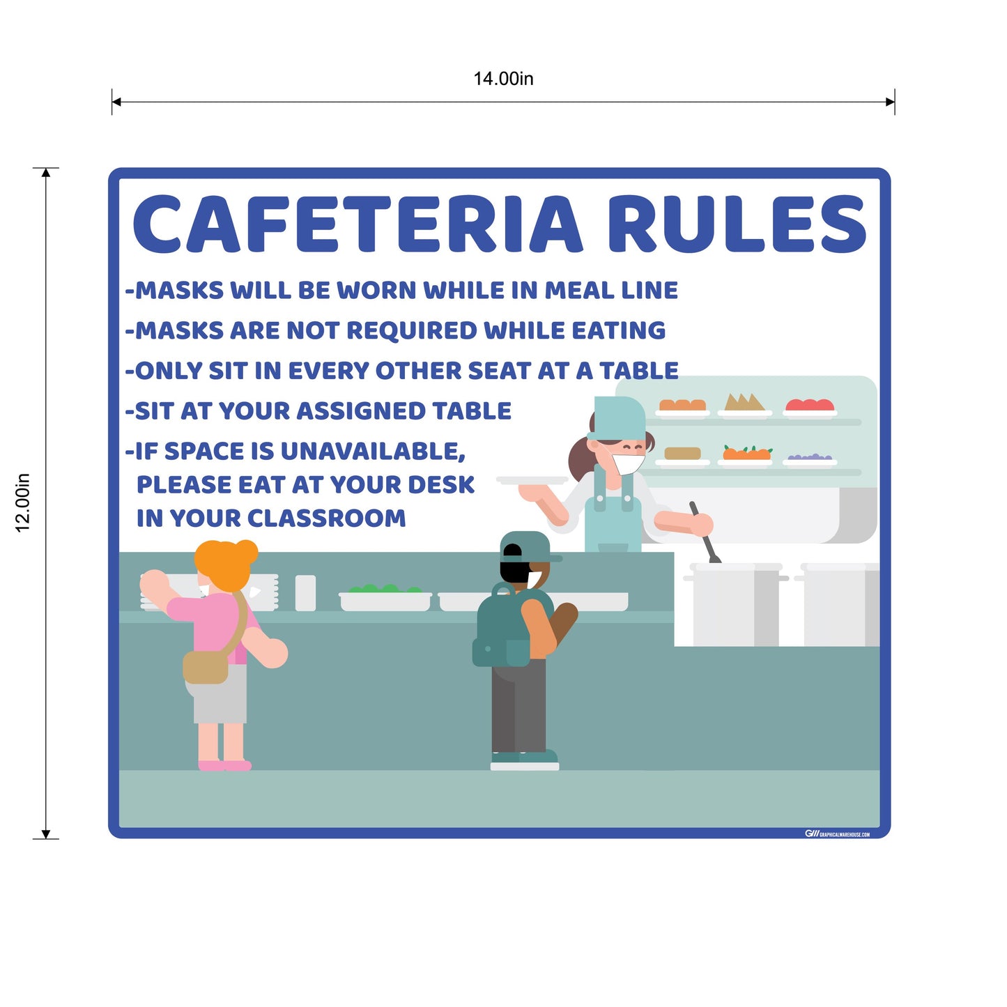 School "Cafeteria Rules" Adhesive Durable Vinyl Decal- Various Sizes/Colors Available