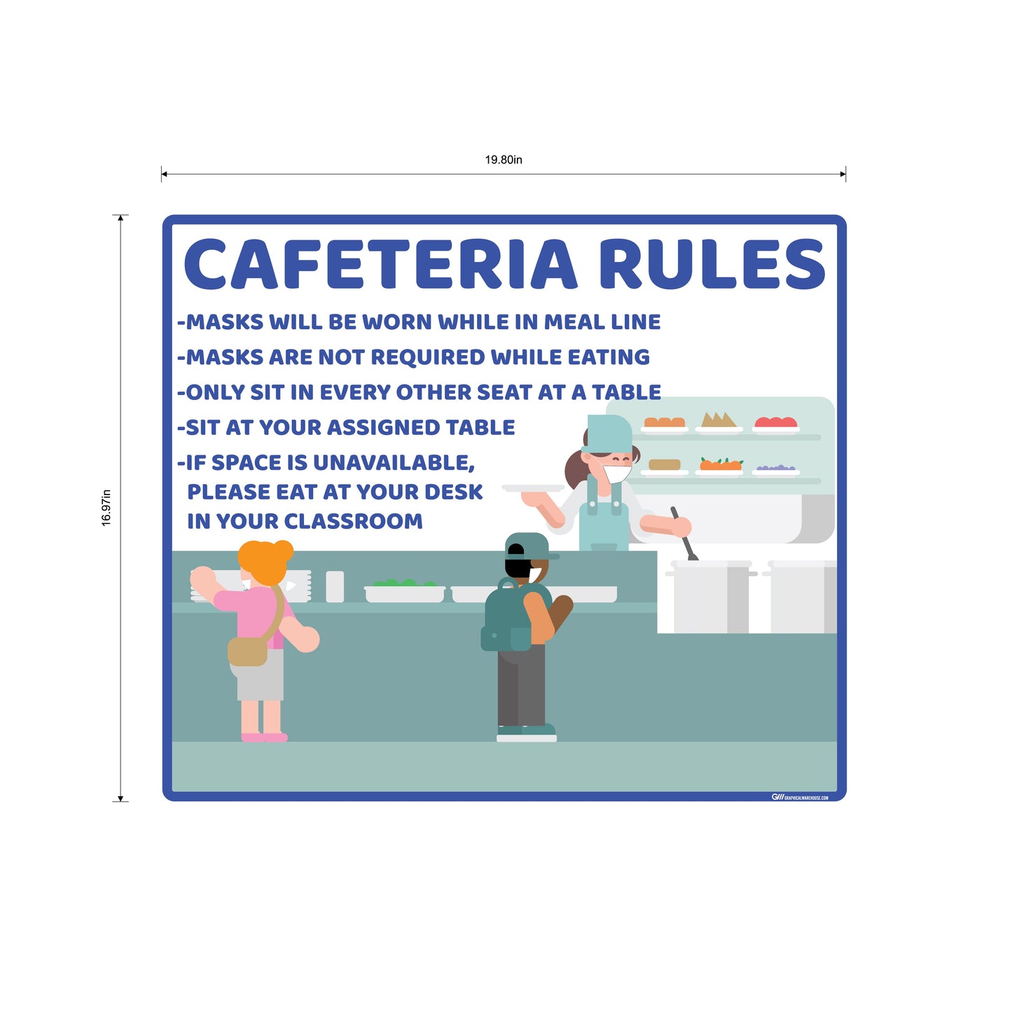 School "Cafeteria Rules" Adhesive Durable Vinyl Decal- Various Sizes/Colors Available