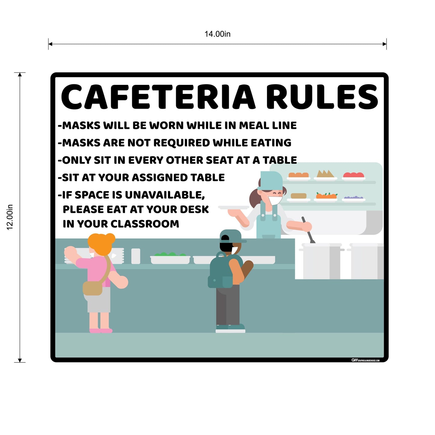 School "Cafeteria Rules" Adhesive Durable Vinyl Decal- Various Sizes/Colors Available