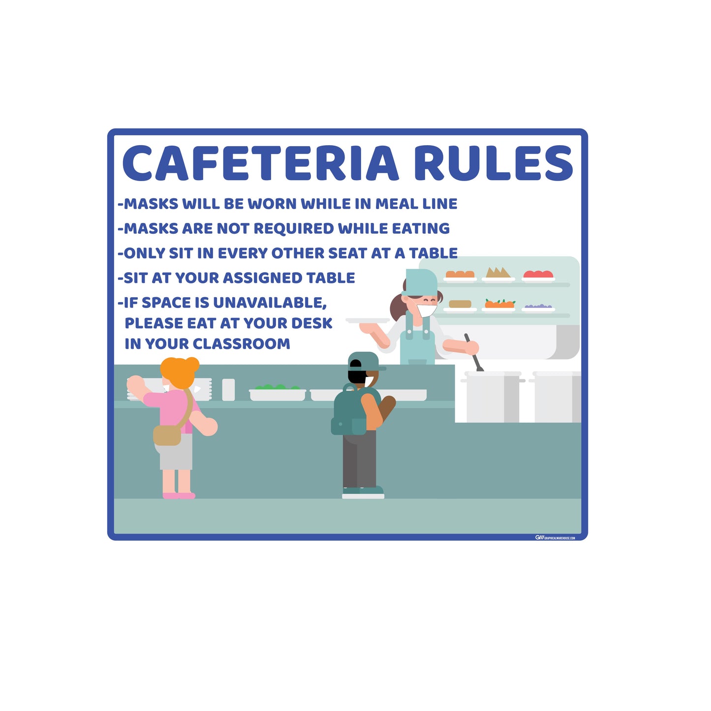 School "Cafeteria Rules" Adhesive Durable Vinyl Decal- Various Sizes/Colors Available