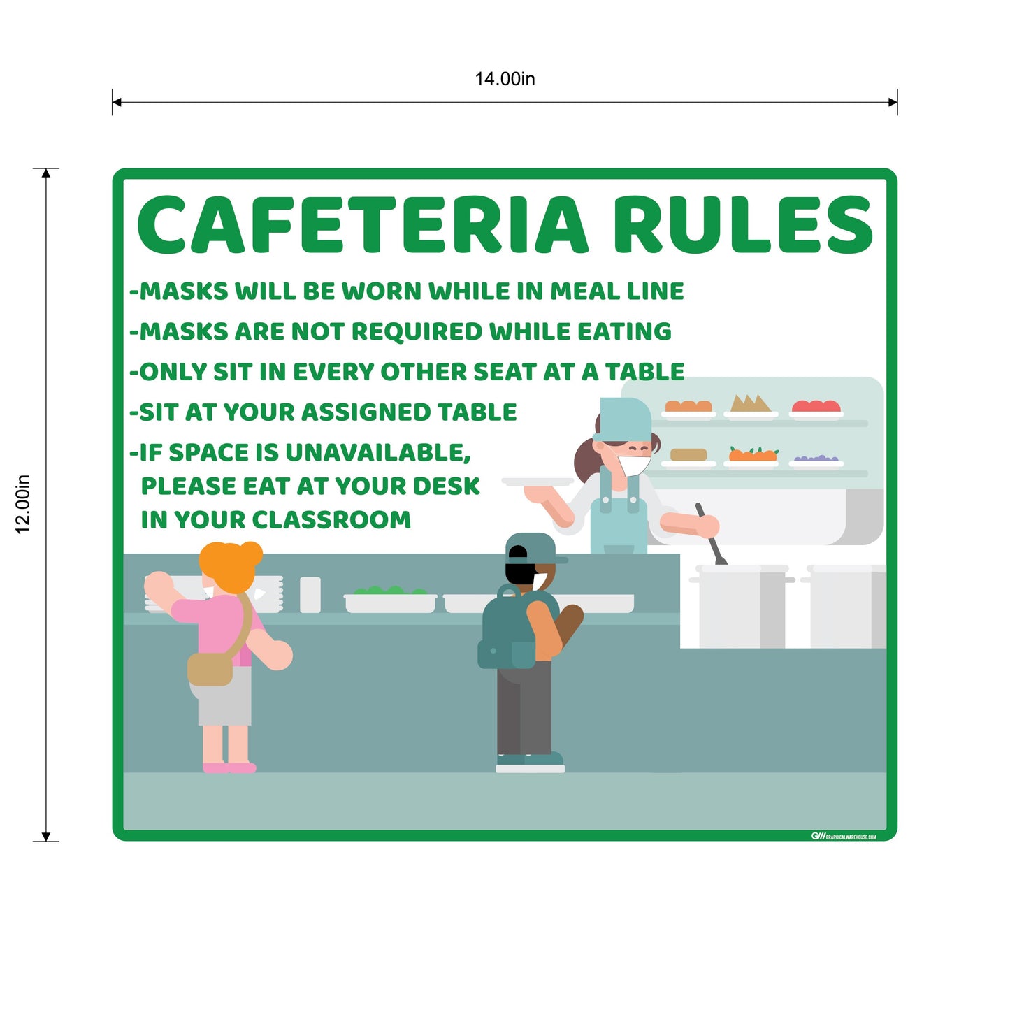 School "Cafeteria Rules" Adhesive Durable Vinyl Decal- Various Sizes/Colors Available