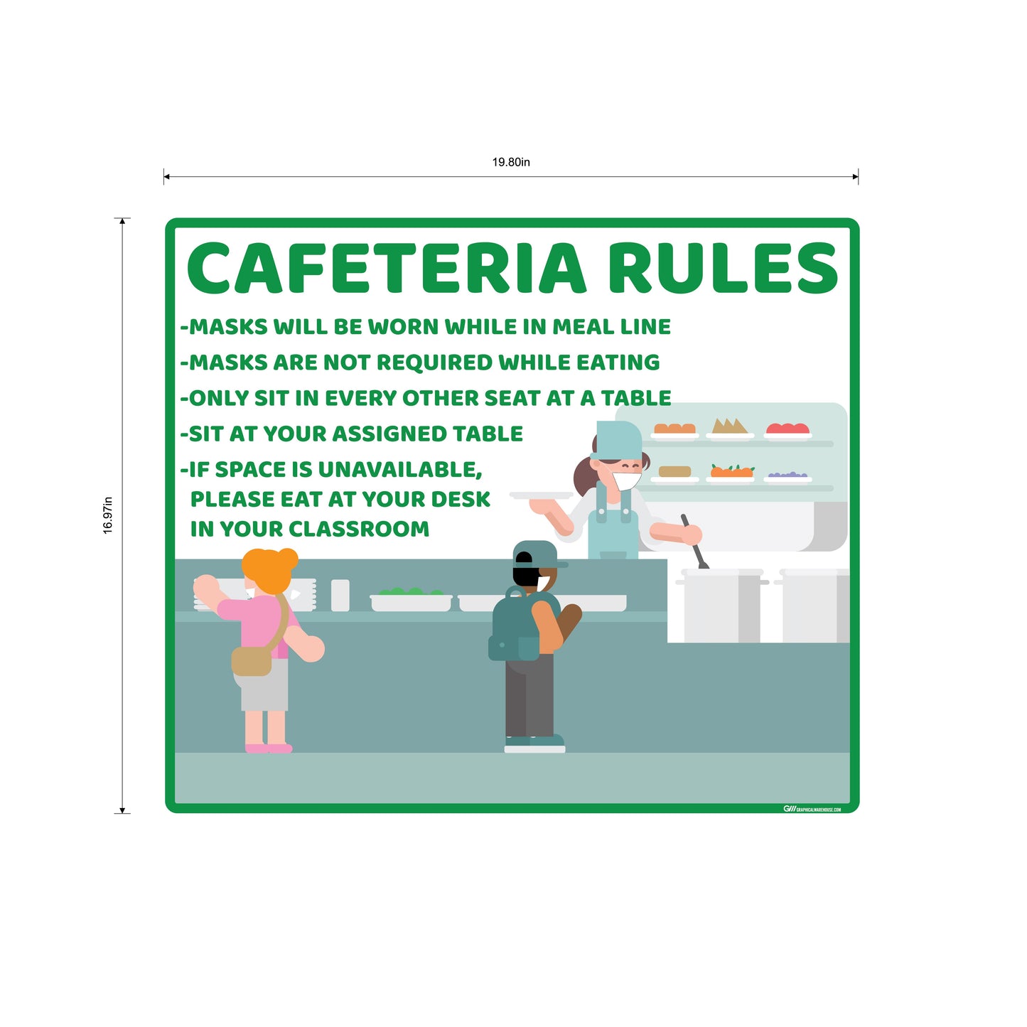 School "Cafeteria Rules" Adhesive Durable Vinyl Decal- Various Sizes/Colors Available