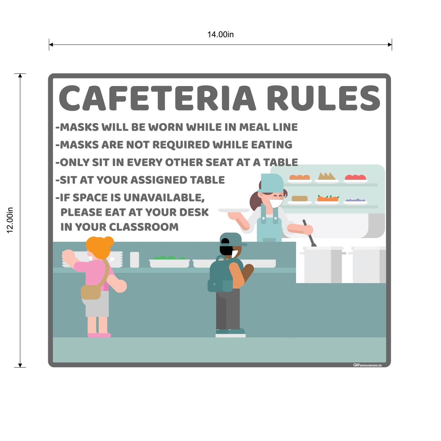 School "Cafeteria Rules" Adhesive Durable Vinyl Decal- Various Sizes/Colors Available