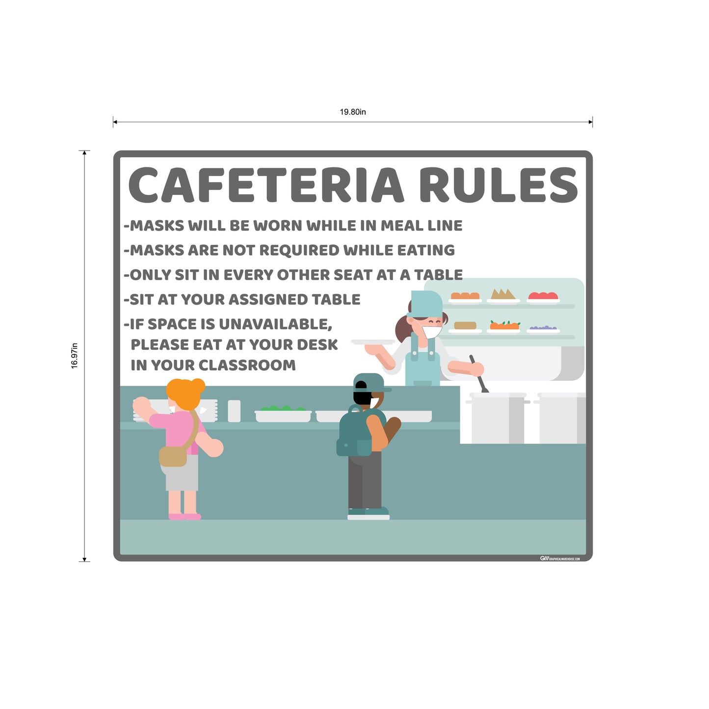 School "Cafeteria Rules" Adhesive Durable Vinyl Decal- Various Sizes/Colors Available