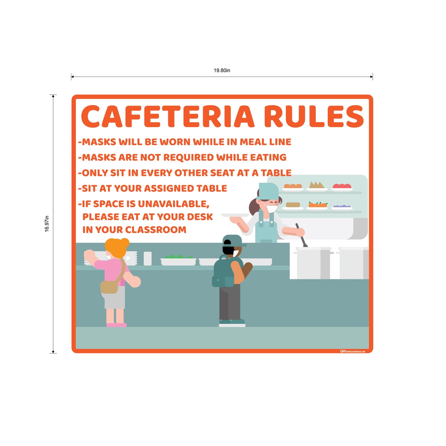 School "Cafeteria Rules" Adhesive Durable Vinyl Decal- Various Sizes/Colors Available