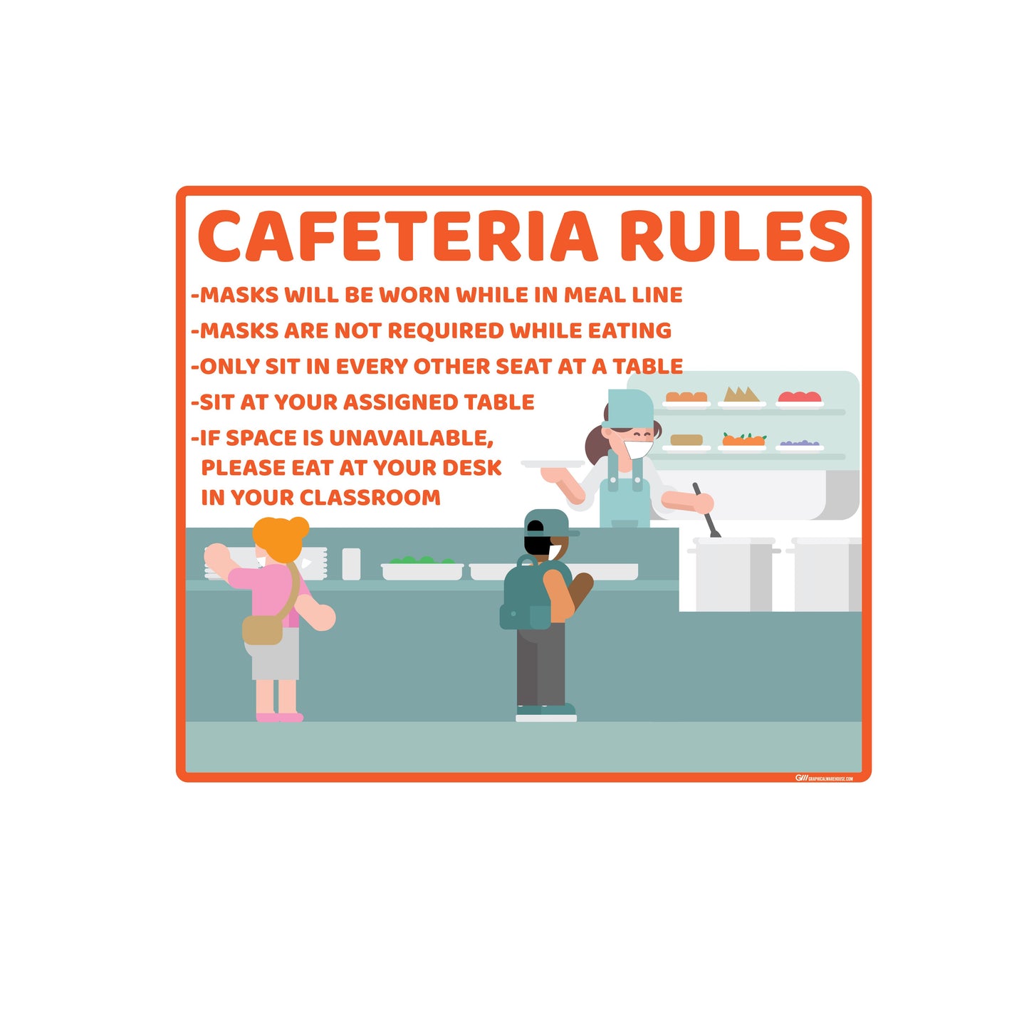 School "Cafeteria Rules" Adhesive Durable Vinyl Decal- Various Sizes/Colors Available