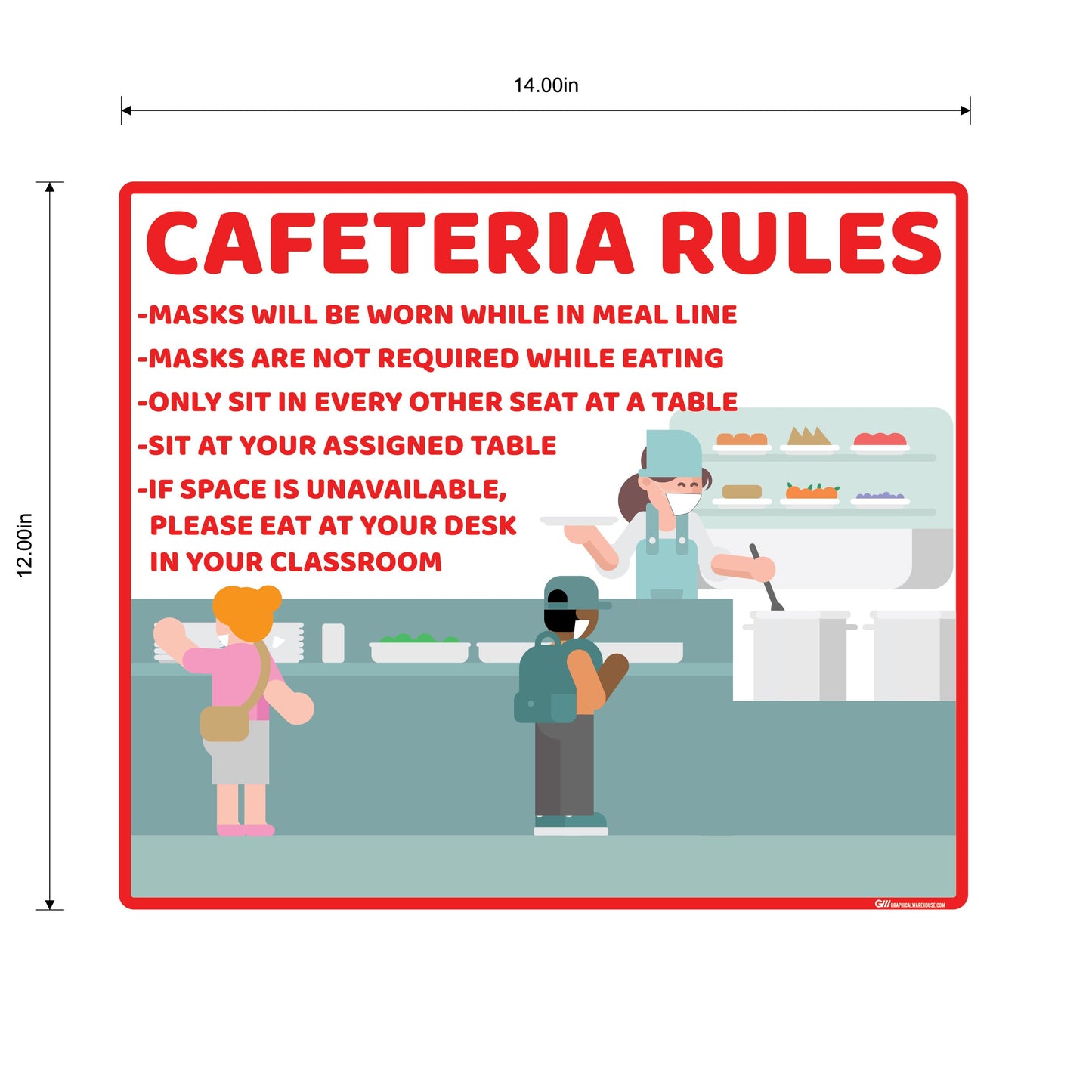 School "Cafeteria Rules" Adhesive Durable Vinyl Decal- Various Sizes/Colors Available