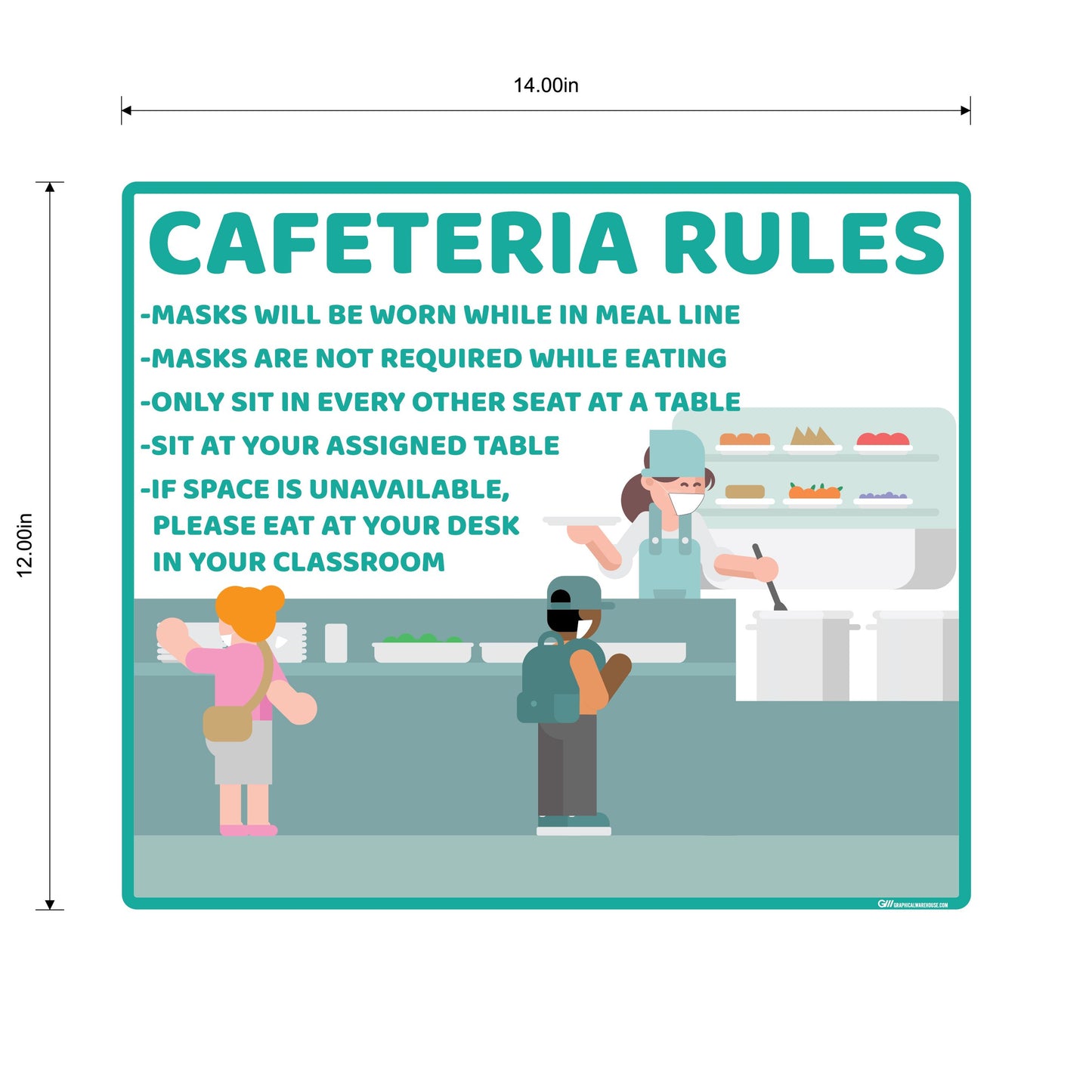 School "Cafeteria Rules" Adhesive Durable Vinyl Decal- Various Sizes/Colors Available