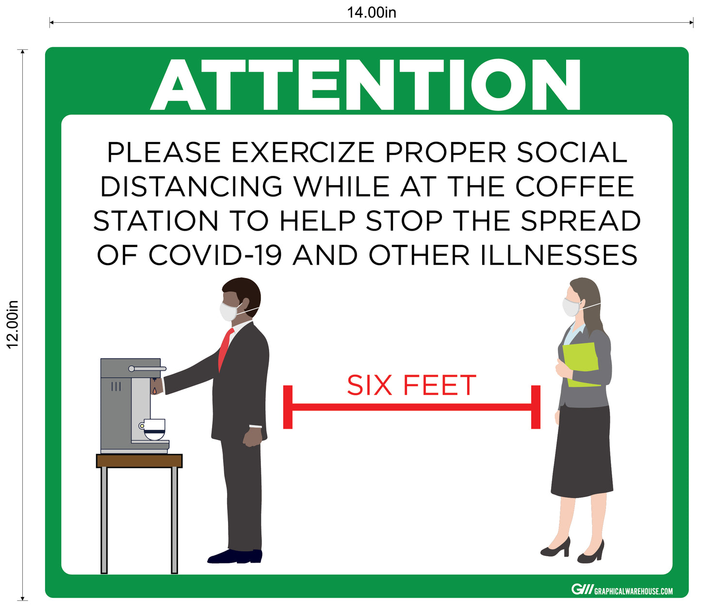 "Coffee Station Social Distancing" Adhesive Durable Vinyl Decal- Various Sizes/Colors Available
