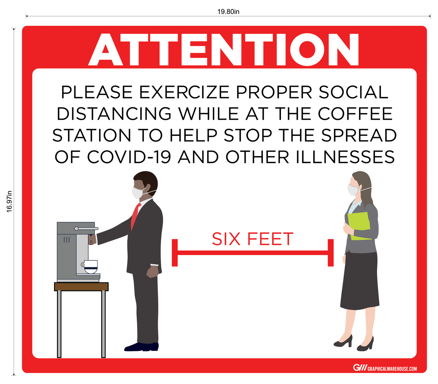 "Coffee Station Social Distancing" Adhesive Durable Vinyl Decal- Various Sizes/Colors Available