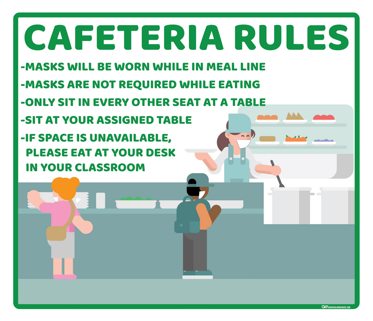 School "Cafeteria Rules" Adhesive Durable Vinyl Decal- Various Sizes/Colors Available
