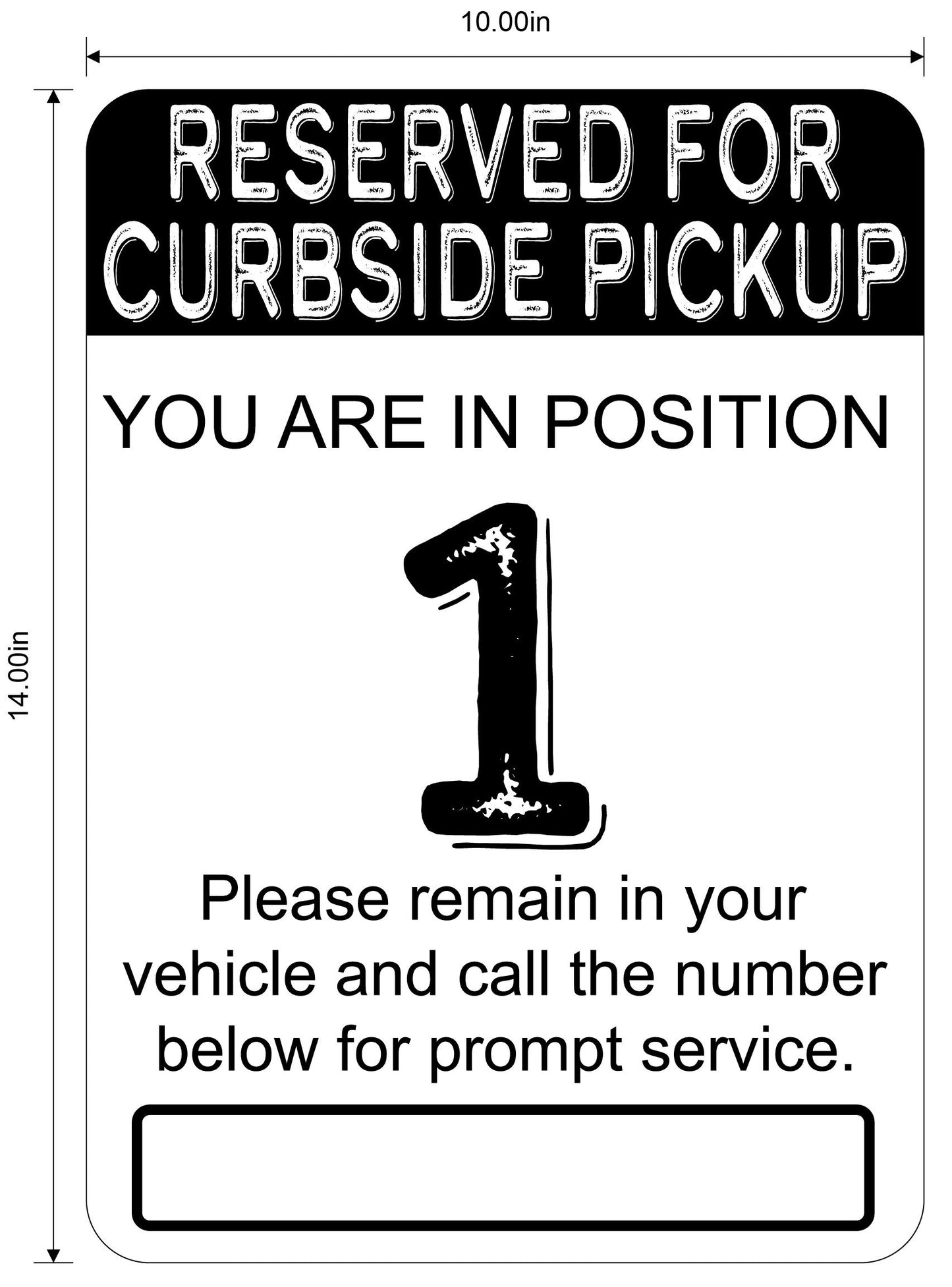 "Curbside Pickup" Sequenced Numbered Spots for Delivery Pickup Customers (includes 4 "Employee Parking" signs) - 12x18" - Various Colors/Fonts Available
