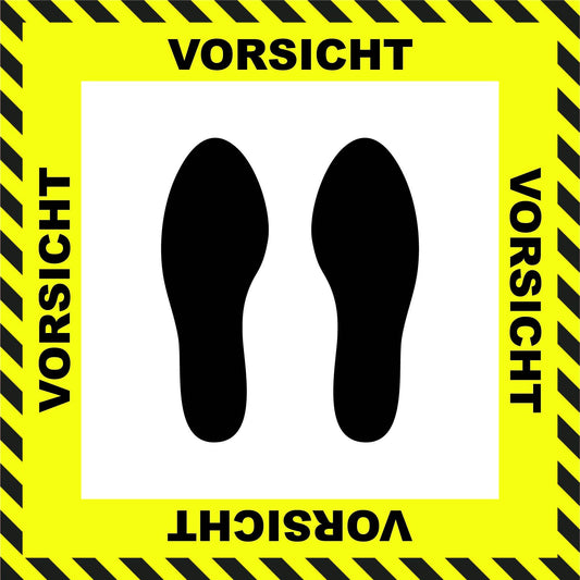 "Caution" Stand Here Social Distancing Floor Sign, German - 22"