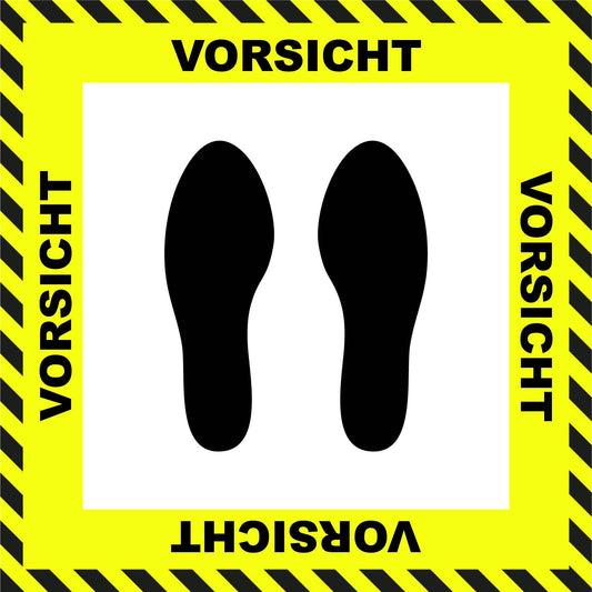"Caution" Stand Here Social Distancing Floor Sign, German - 22"