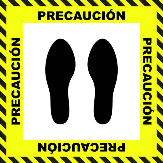 "Caution" Stand Here Social Distancing Floor Sign, Spanish - 22"