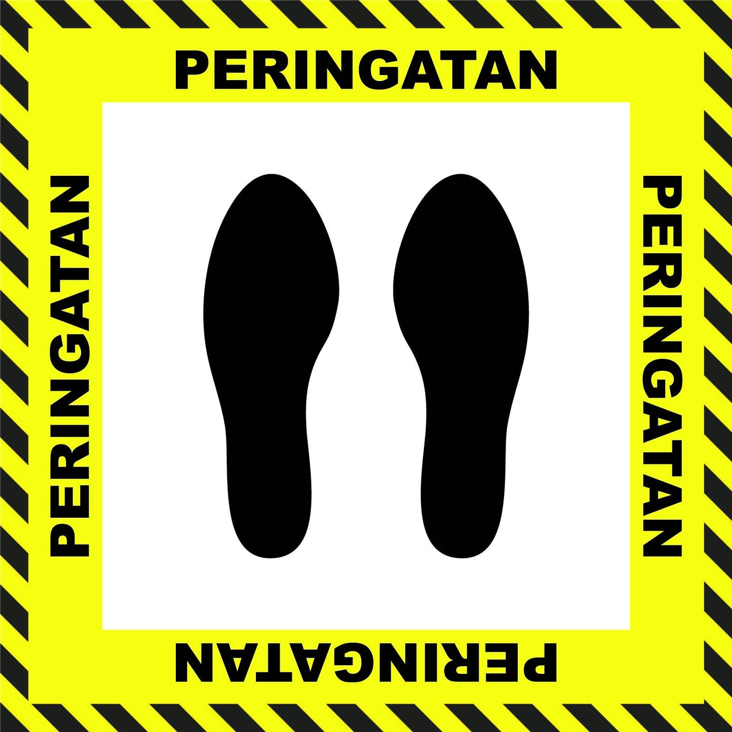 "Caution" Stand Here Social Distancing Floor Sign, Indonesian - 22"