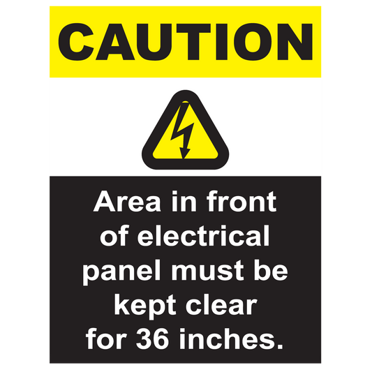 Caution, Area In Front Of Electrical Panel Must Be Kept Clear - Graphical Warehouse