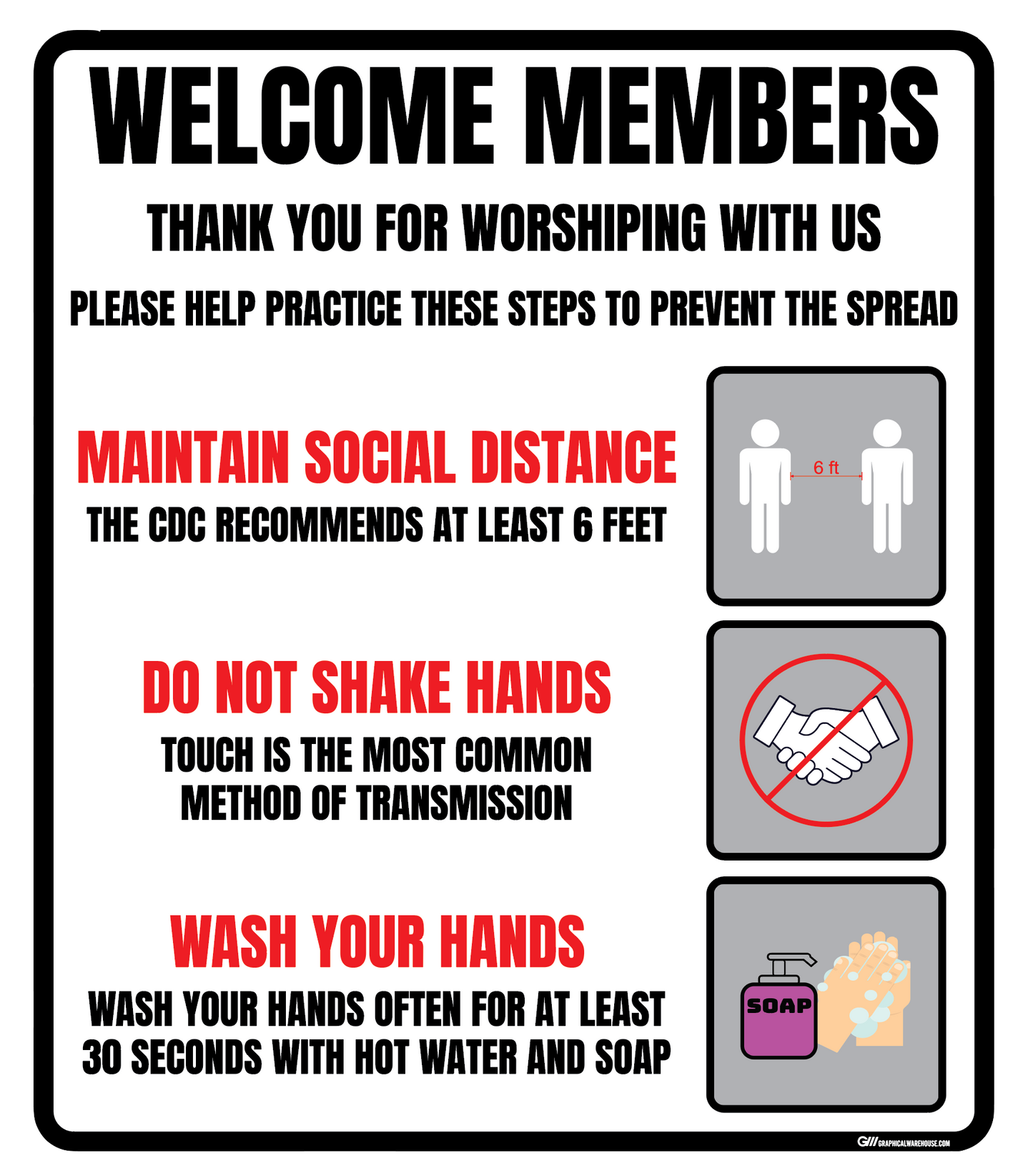 "Church Safe Practices" Adhesive Durable Vinyl Decal- Various Sizes Available