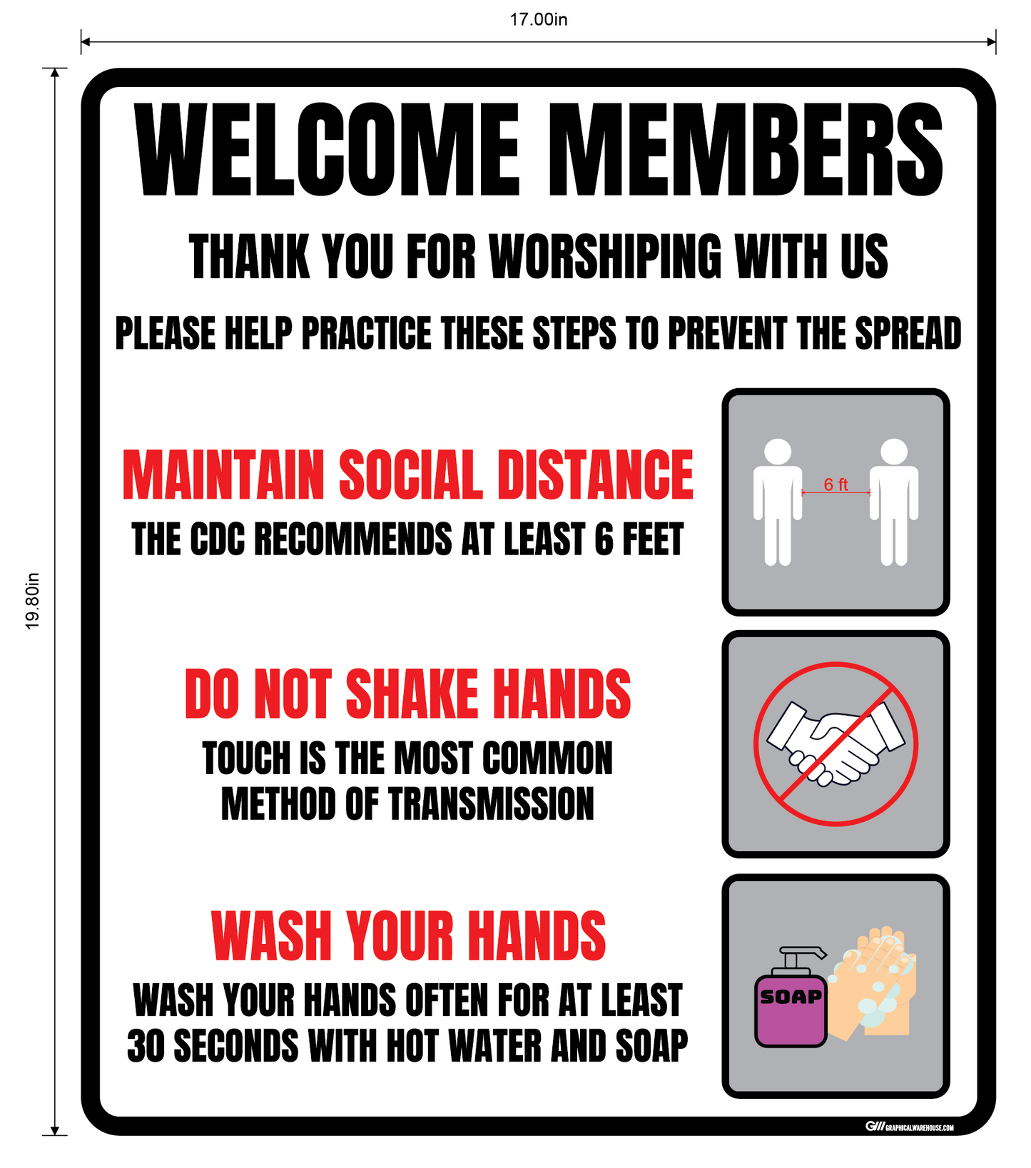"Church Safe Practices" Adhesive Durable Vinyl Decal- Various Sizes Available