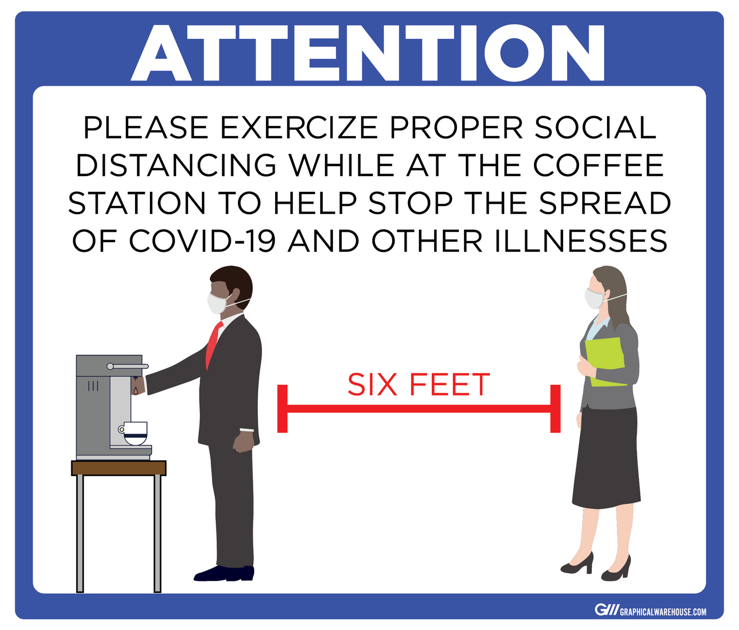 "Coffee Station Social Distancing" Adhesive Durable Vinyl Decal- Various Sizes/Colors Available