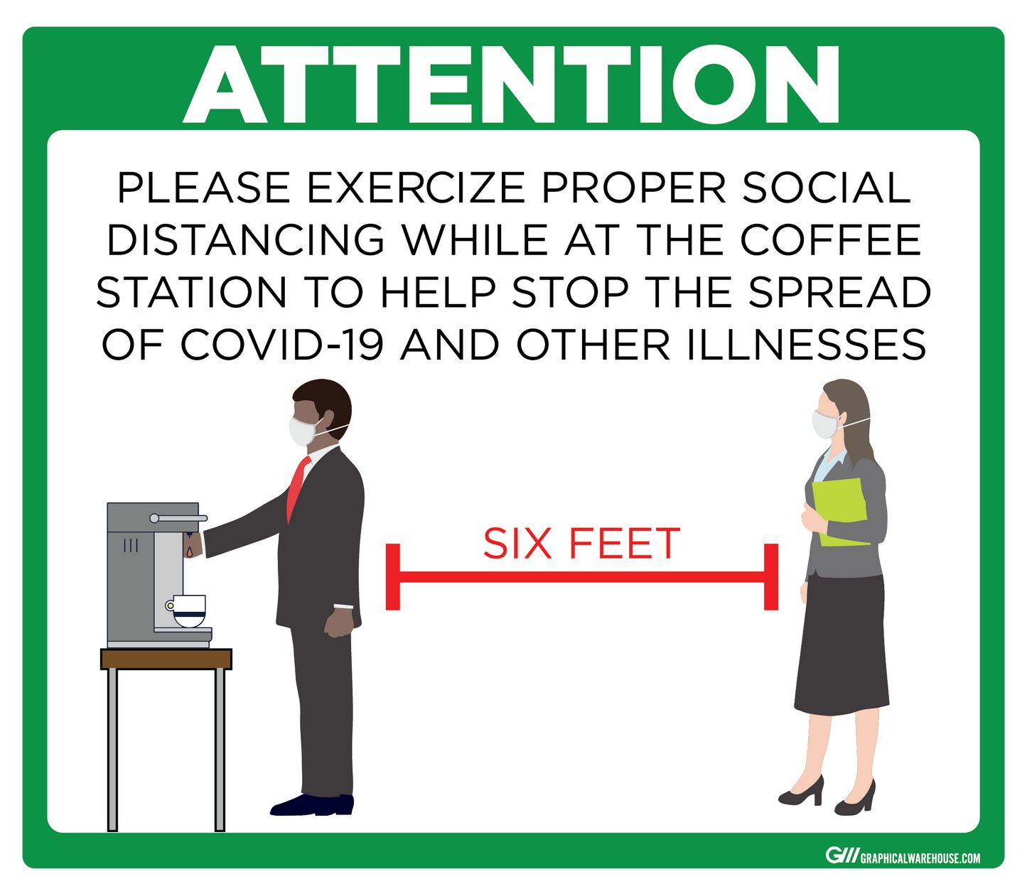 "Coffee Station Social Distancing" Adhesive Durable Vinyl Decal- Various Sizes/Colors Available