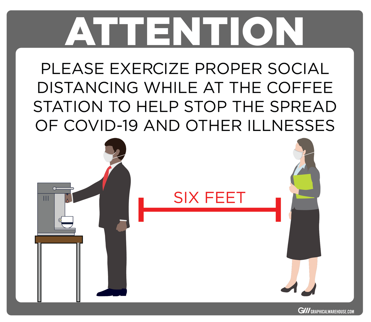 "Coffee Station Social Distancing" Adhesive Durable Vinyl Decal- Various Sizes/Colors Available