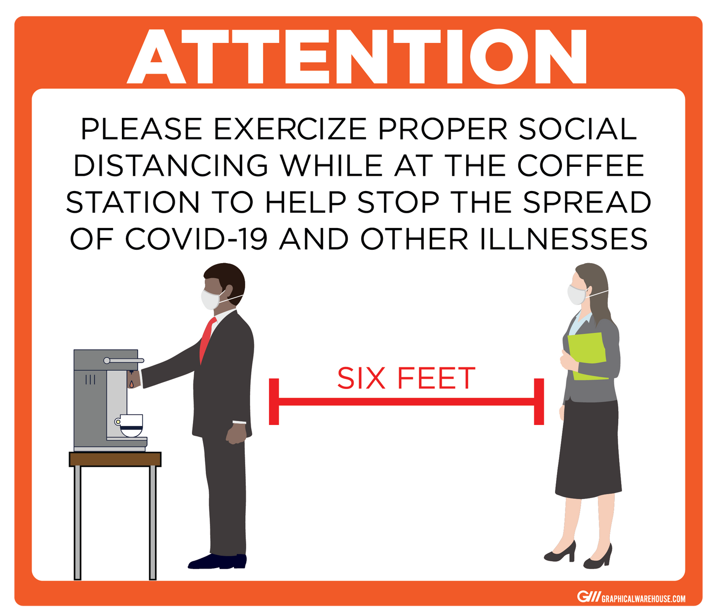 "Coffee Station Social Distancing" Adhesive Durable Vinyl Decal- Various Sizes/Colors Available