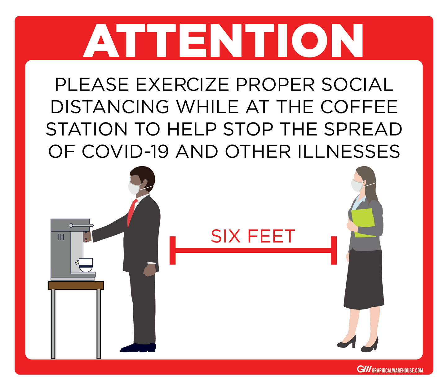 "Coffee Station Social Distancing" Adhesive Durable Vinyl Decal- Various Sizes/Colors Available